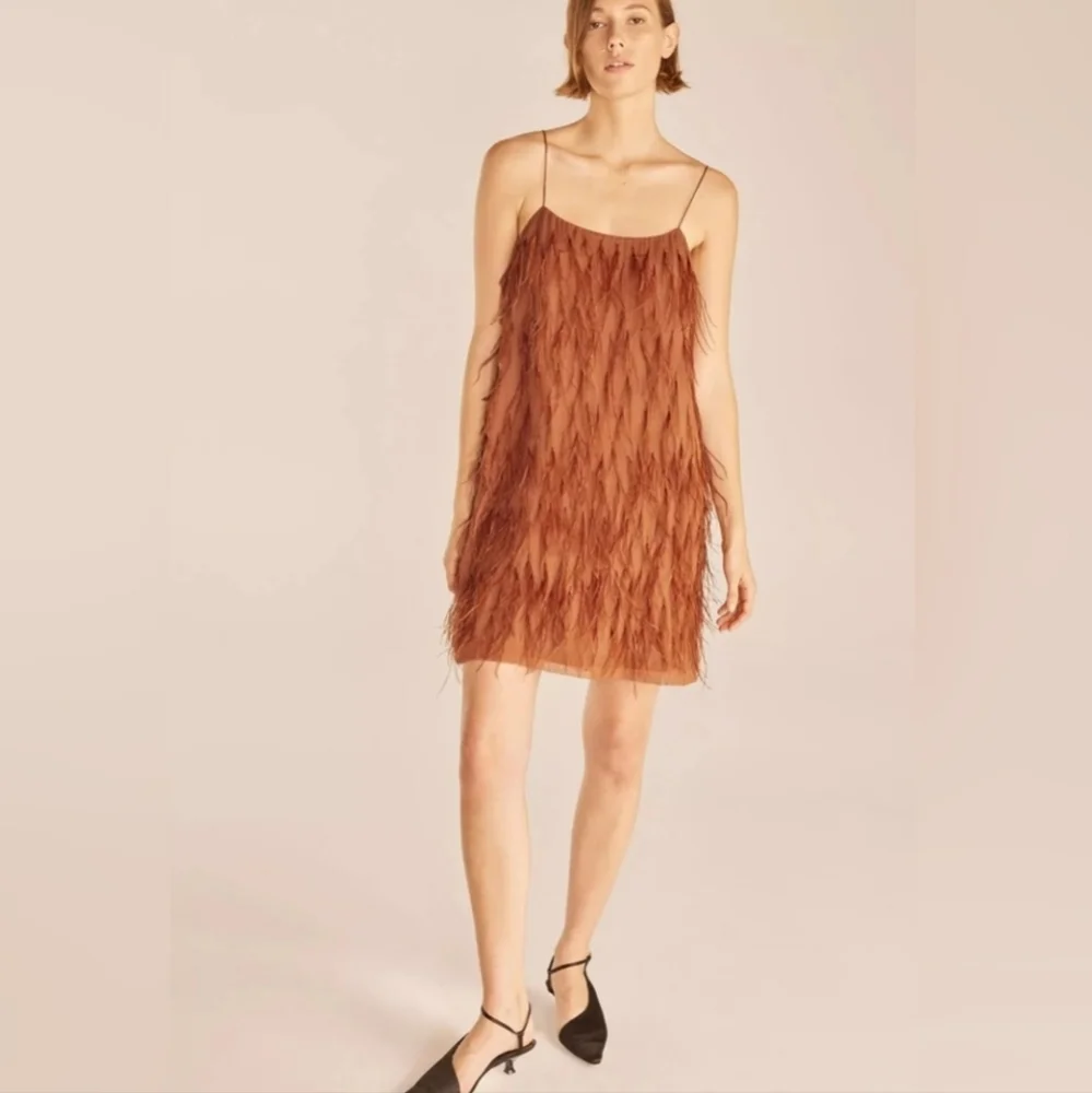 Rebecca Taylor Feather Sheath Mini Silk Dress - Picture 3 of 13